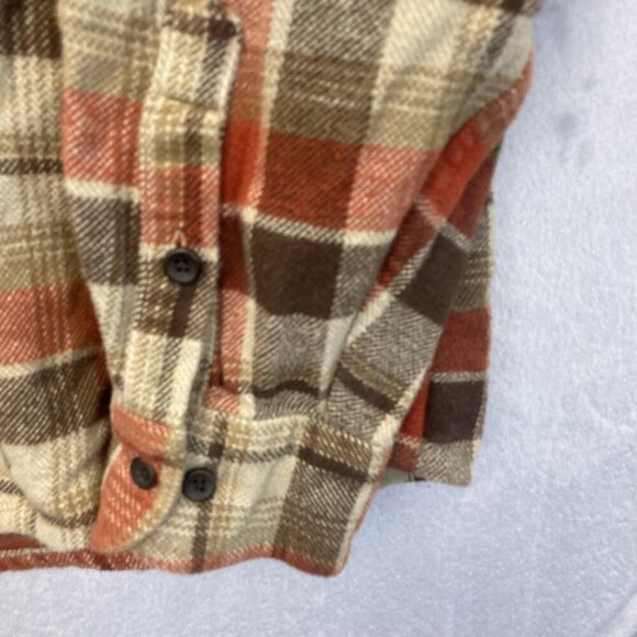 Timberland Flannel Button Up Shirt Mens 2XL Brown Red Plaid Pocket Classic Fall - Picture 8 of 15